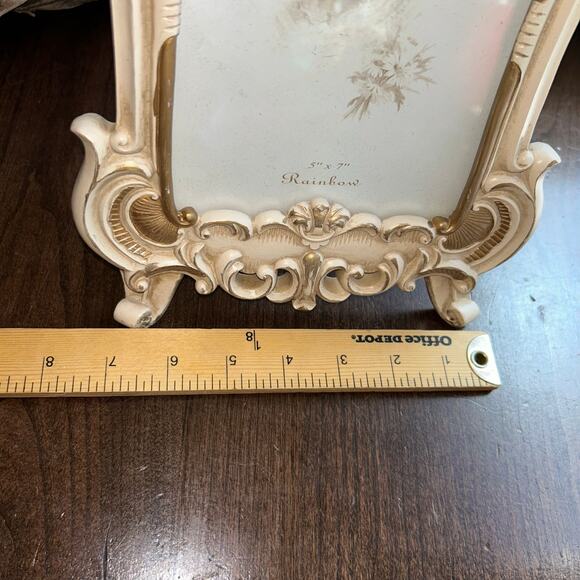 Old Time Victorian Style Picture Frame 5x7" Hand-crafted Pale Pink Hand-painted - Picture 7 of 7